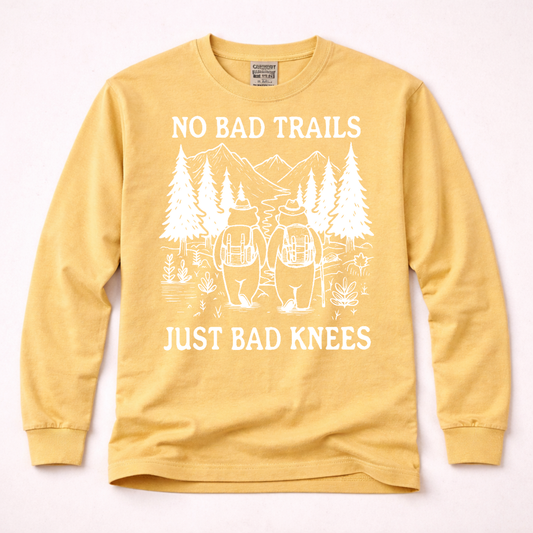 No Bad Trails Just Bad Knees Long Sleeve | Funny Hiking Shirt