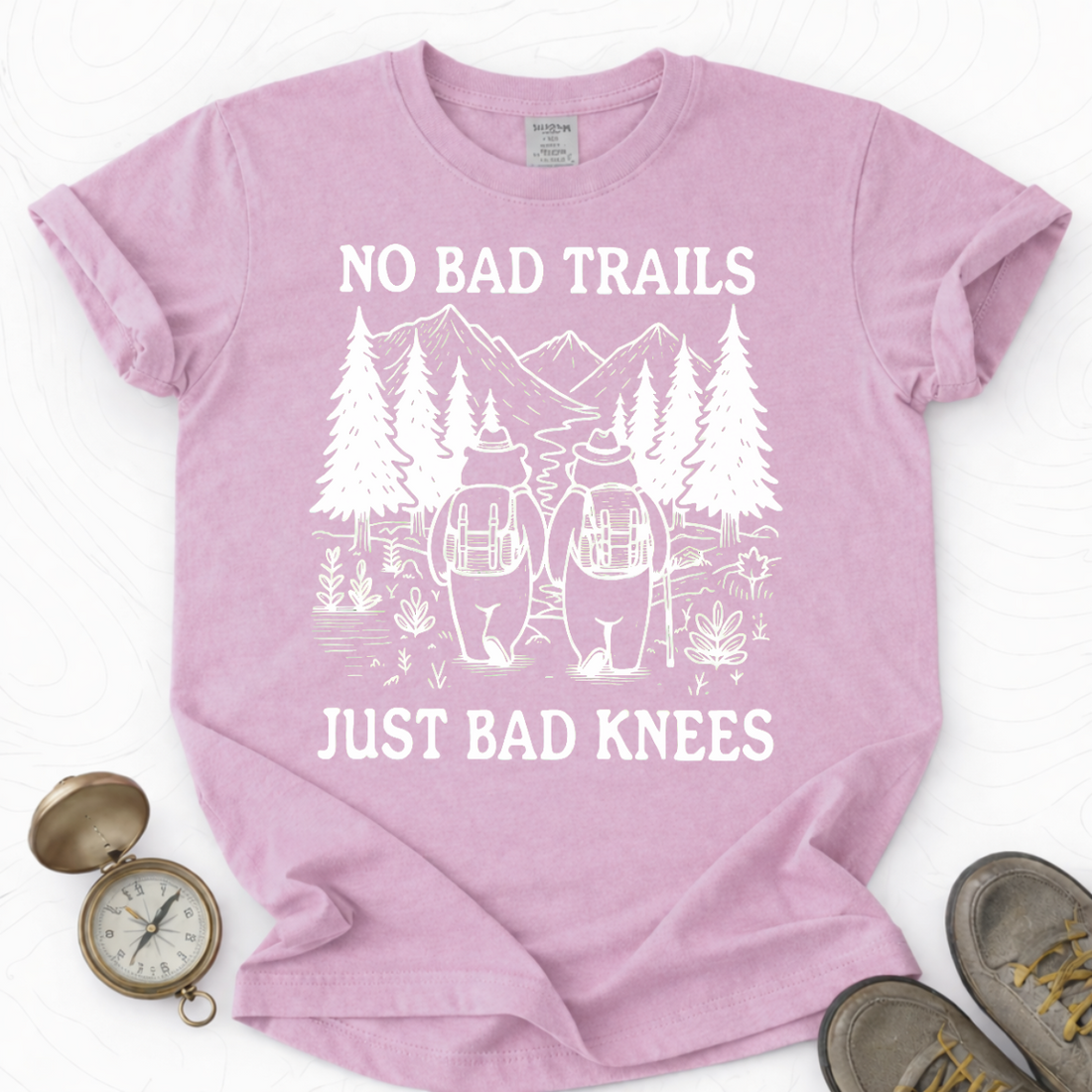 No Bad Trails Just Bad Knees T-shirt | Funny Hiking Shirt