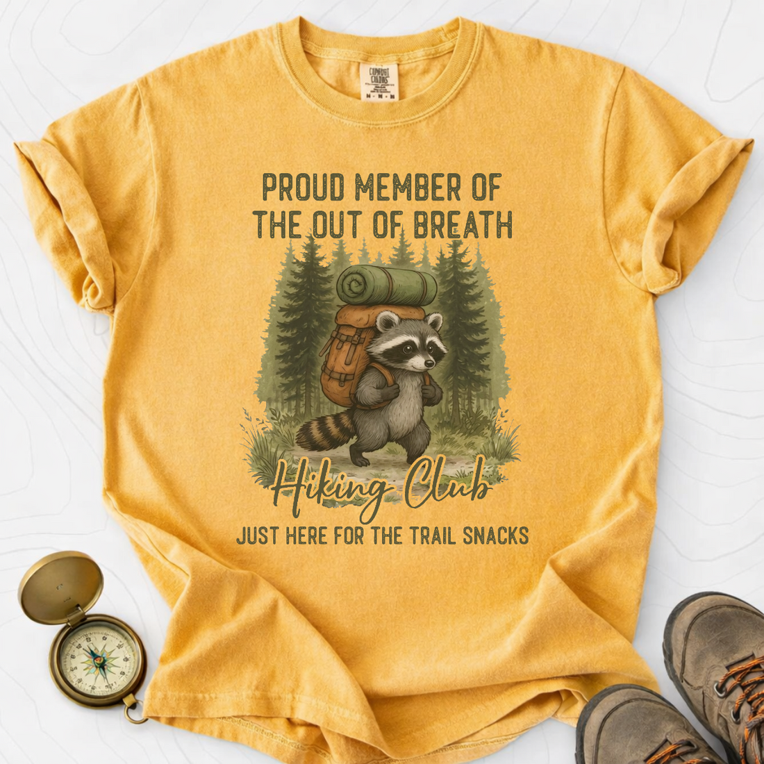 Proud Member of the Out of Breath Hiking Club Just Here for the Trail Snacks Unisex T-shirt | Funny Hiking Shirt